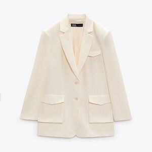 NWT Zara Patch Pocket Single-breasted White Blazer